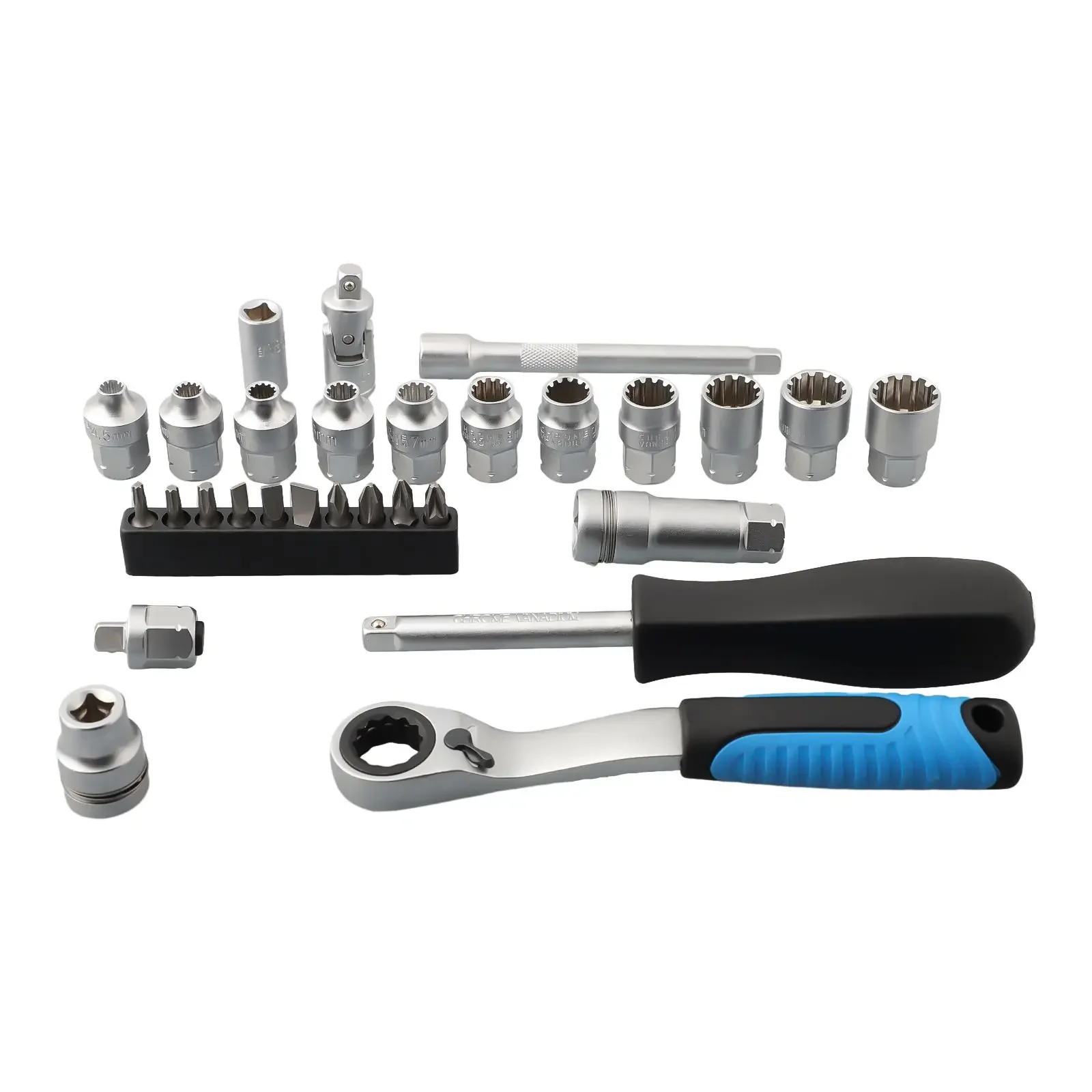 

29pcs Socket Wrench Kit Core Ratchet Chrome Vanadium Steel Easy Switch Between Sockets Home & Auto Repair Tool Set