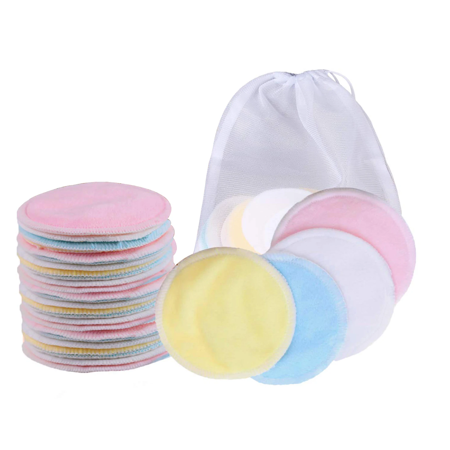 

10/16/20Pcs Makeup Remover Pads Reusable Cotton Pads Make Up Facial Remover Bamboo Fiber Facial Skin Care Wipe Pads with bag