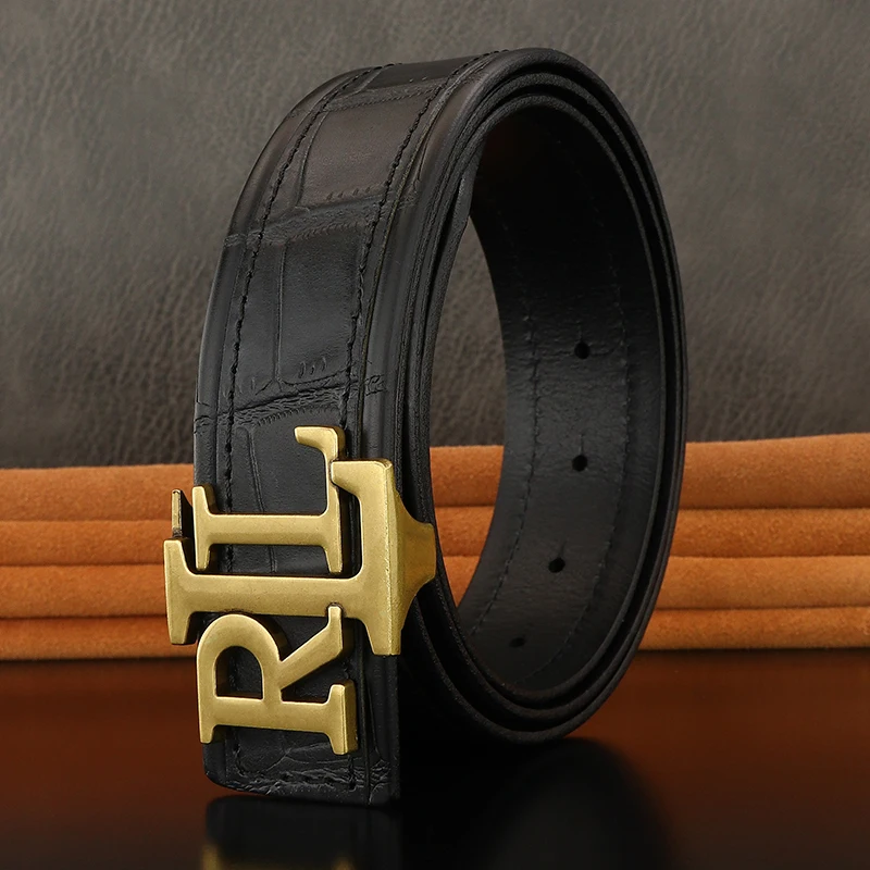 

Hot Luxury Cowskin Designer Retro Letter Buckle Brand Belts Men High Quality Genuine Leather Famous Formal Jeans Ceinture Homme