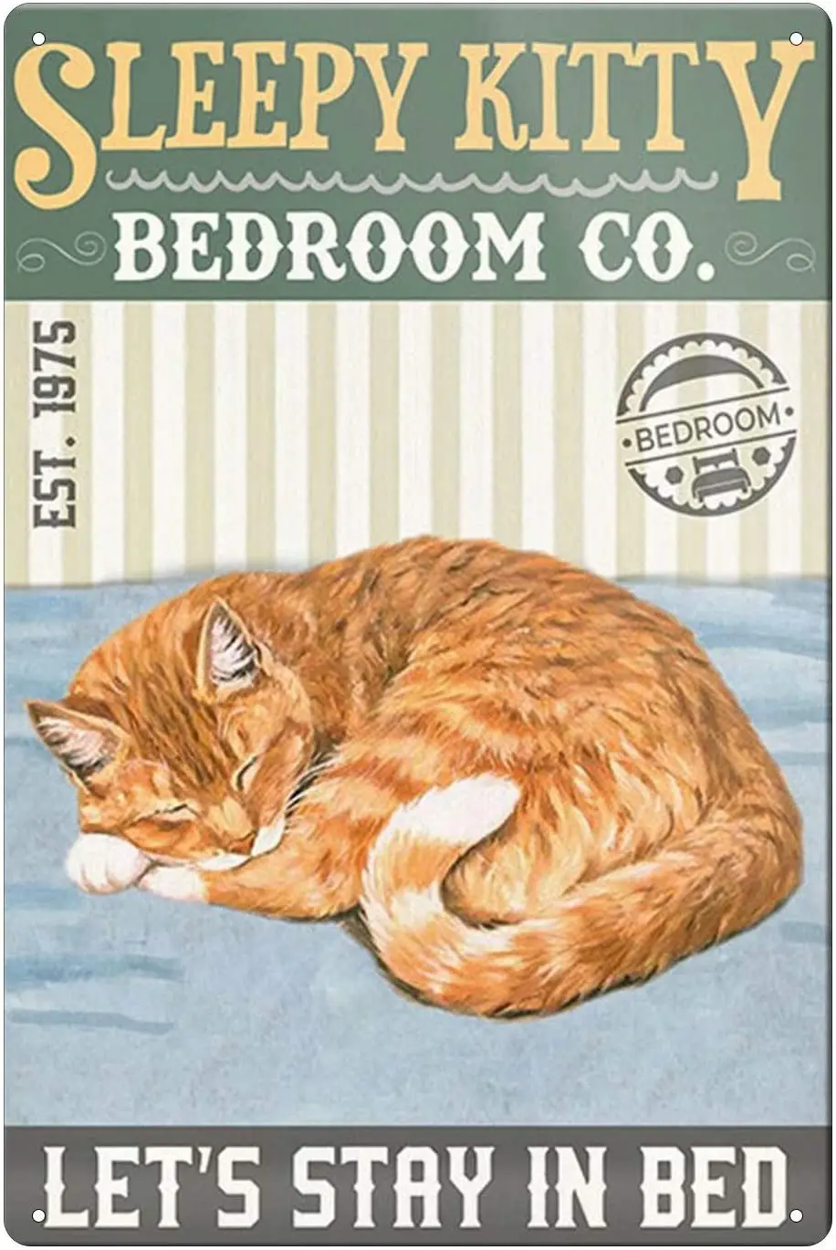 

Sleepy Kitty Metal Tin Sign Wall Sign Funny Metal Tin Sign Home Vintage Art Decor Iron Painting 8x12 inch