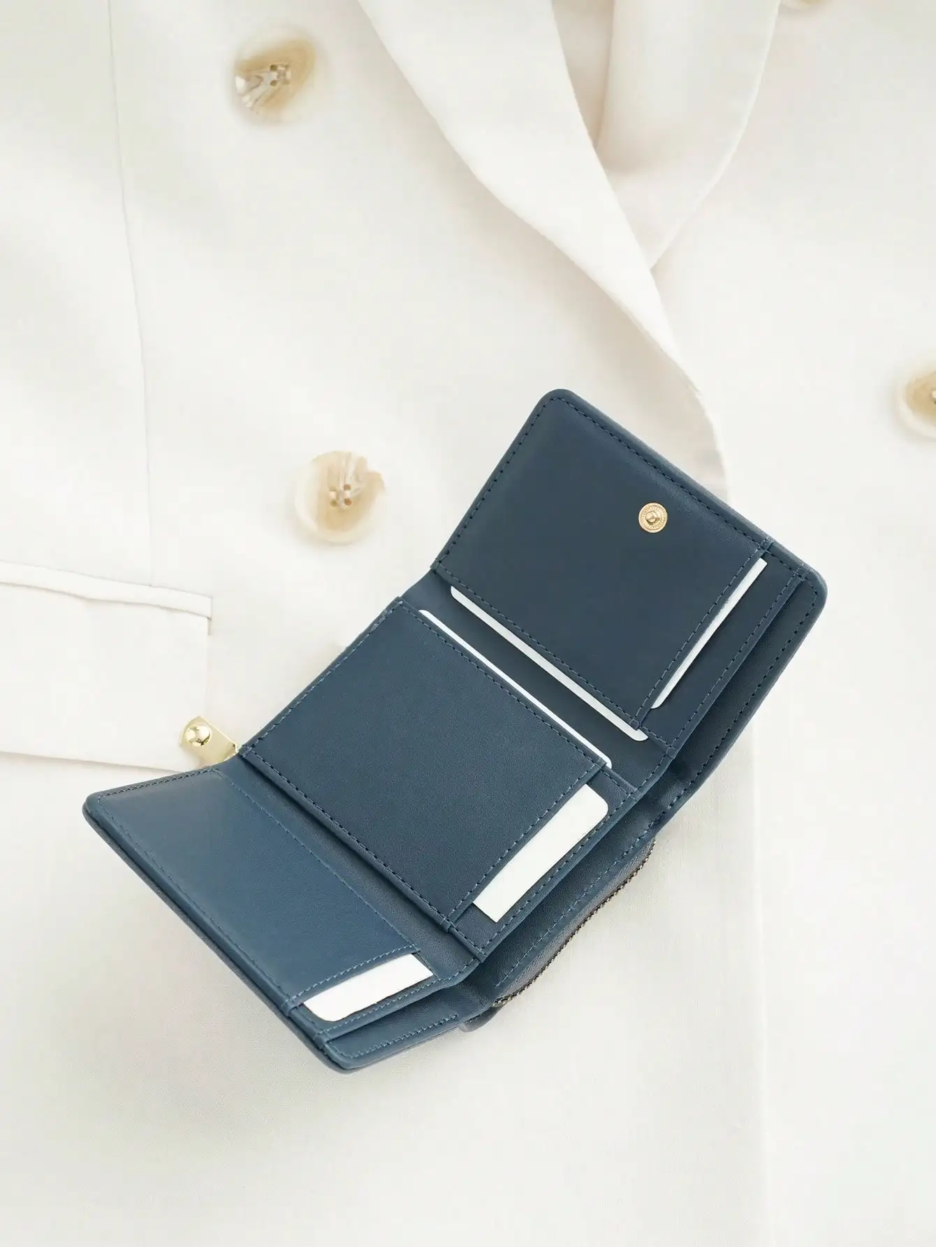 1pc Ladies' Short Wallet Suitable For Work & Business ID Card Credit Card For Christmas Gift For Young Girls Women White-Collar 3