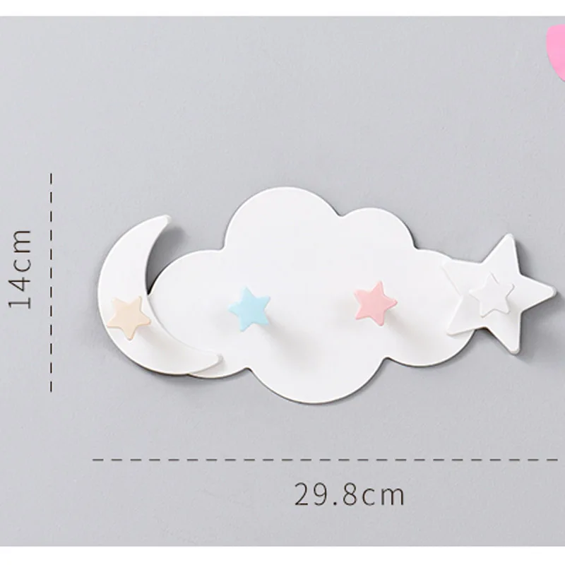 Creative Cute Star Moon Cloud Shape Nail-free Wall Clothes Hooks Kids Room Decorative Key Hanging Hanger Kitchen Storage Hook 2