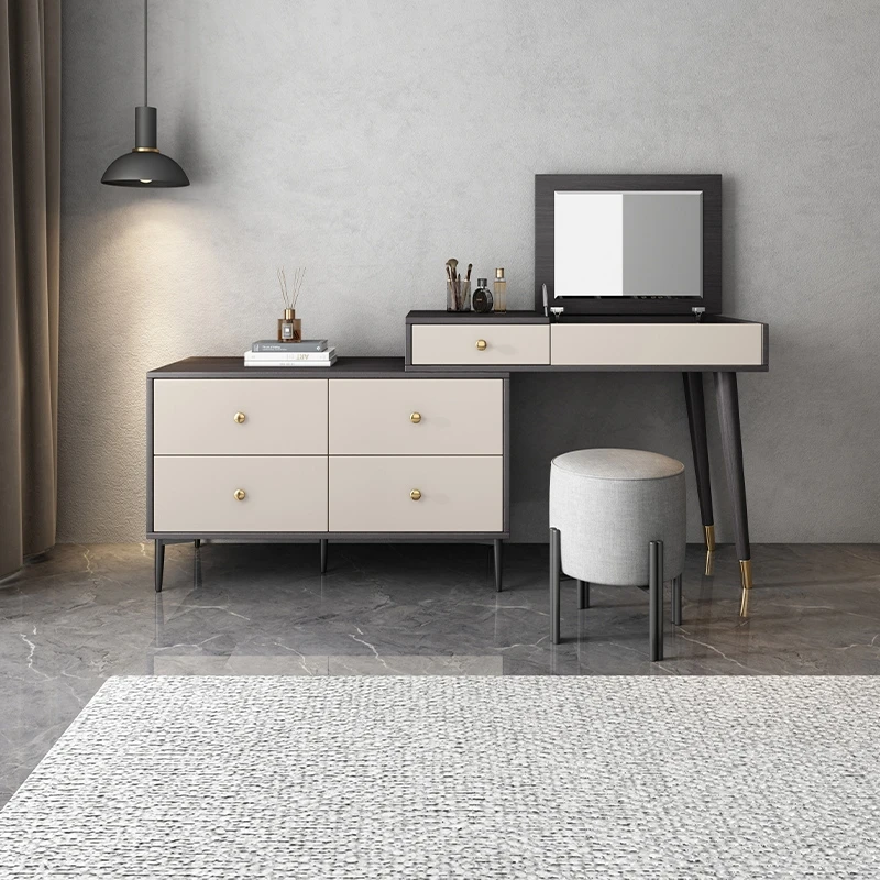 

Bedroom dresser simple modern retractable storage cabinet integrated Nordic net red dressing table small family multi-function