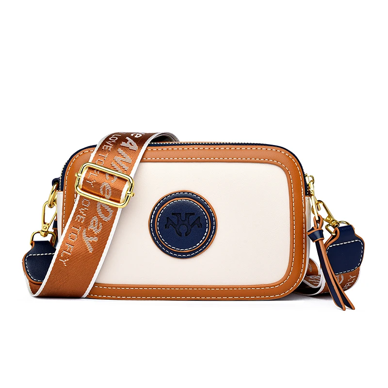 

Women's Shoulder Bag Luxury Designer Handbags Ladies Casual Tote Bag Leather Square Double Layer Zipper Wide Strap Crossbody Bag
