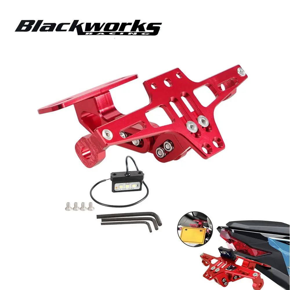 

Universal Motorcycle Tail Tidy License Plate Holder Bracket Fender LED Light Adjustable License Holder Black Red Motorcycle Part
