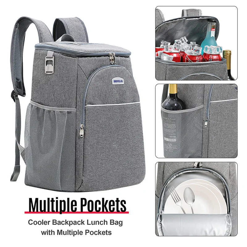

Beer Beverage Insulated Cooler Food Bags Zipper Picnic Thermal Lunch Double Storage Capacity Large Box Backpack Outdoor