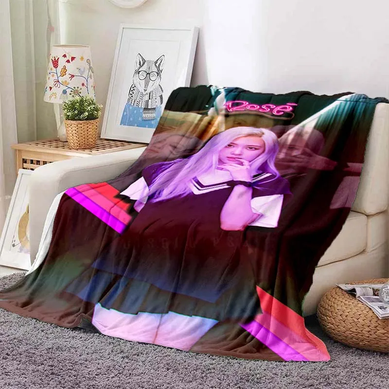 

Kpop-Blackpink Printed Blanket Fashion Bed Sheet Premium Flannel Thin Sleeping Blanket Portable Car Baby Soft Cover Blanket Gift
