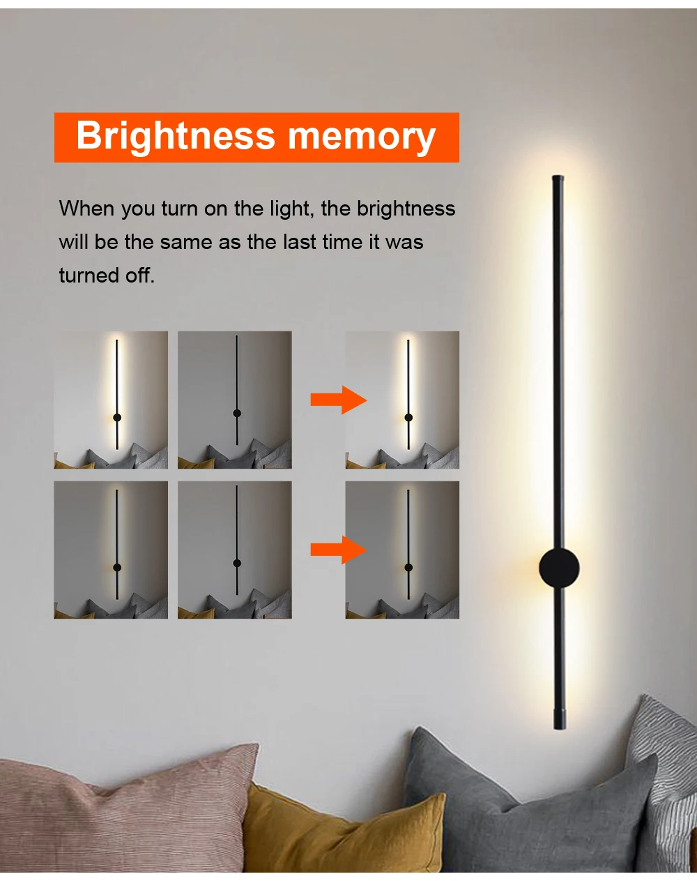 Led Indoor Wall Lamp Touch Switch Wall Sconce Lighting Fixture Bedroom Living Room Sofa Background Decor Wall Light For Home