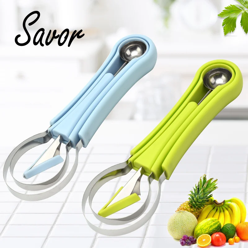 

4 In 1 Scoop Fruit Carving Knife Cutter Fruit Platter Watermelon Slicer Cutter Fruit Dig Pulp Separator Kitchen Gadgets Acces