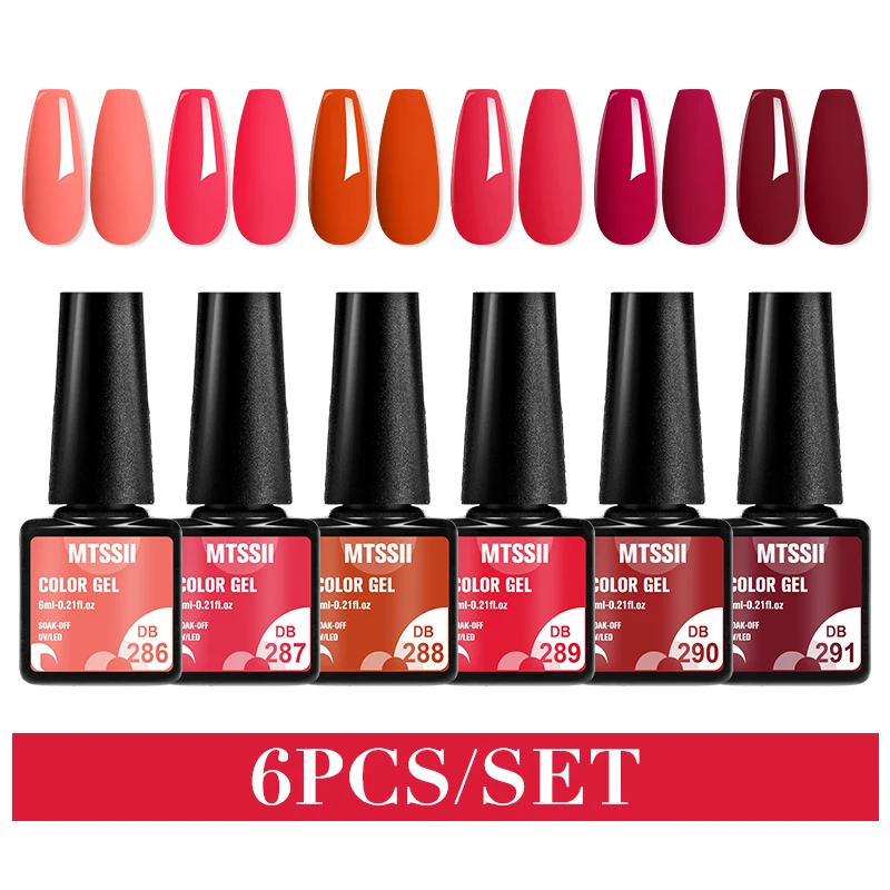 Gel Nail Polish Red Glitter Sequins Soak Off UV LED Kit