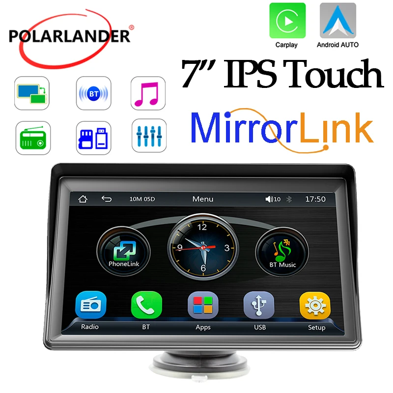 

7" Car Stereo Carplay/Android Auto USB/TF/FM Universal Touch Screen Bluetooth Mirror Link Car Multimedia Player Wireless Monitor