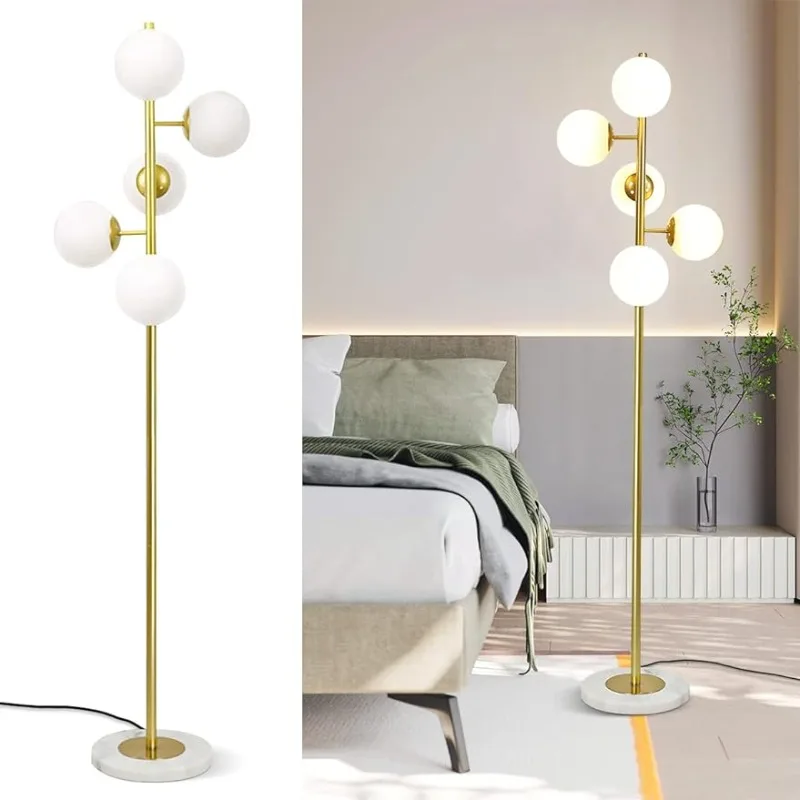 

Floor Lamp Mid Century Modern Gold Tall Pole Standing Light LED Standing Lamps with Foot Switch for Home Office (Gold)