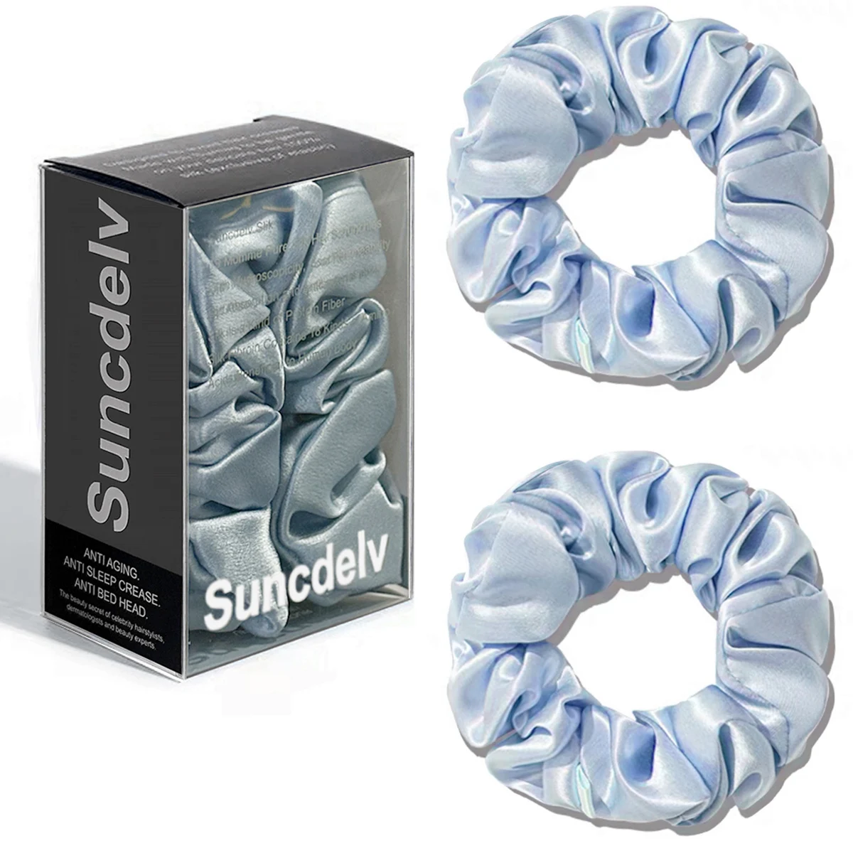 2PCS 100% Natürliche Seide Einfarbig Haar Krawatten Hohe Qualität Haarband Frauen Große Haarbänder Haar Zubehör 3,5 CM – Detail 9