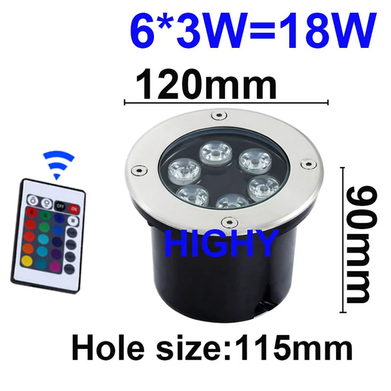 RGB LED luz subterrânea com controle remoto,