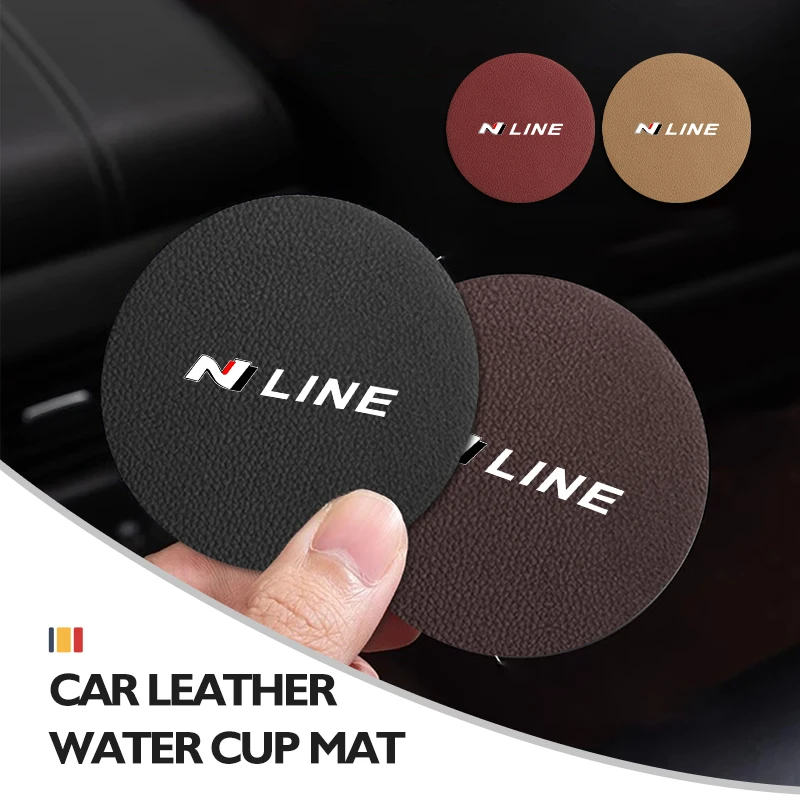 Universal Car Coaster Anti-Slip Mats Water Cup Drink Pads For Hyundai N LINE i30 i20 Sonata Accent Tucson Elantra Azera