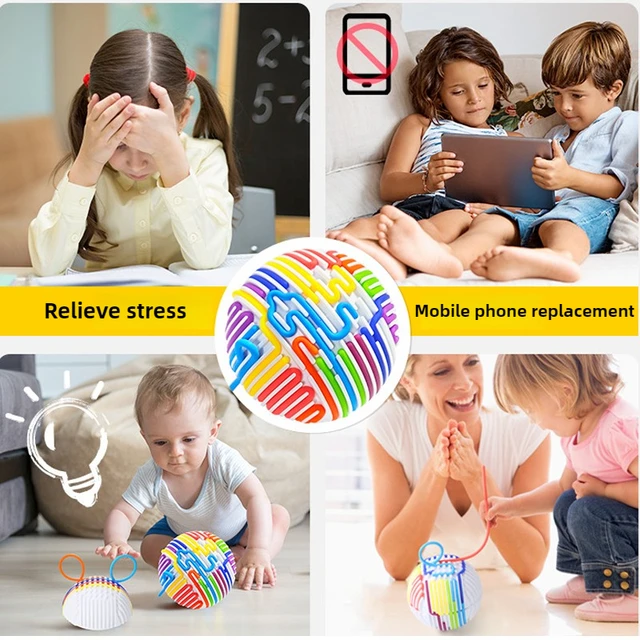 Sensory Activity Ball for Kid Busy Ball Motor Skills Montessori Toy Relaxing Stress Colored Silicone Rod Travel Toy Gift Boy 6