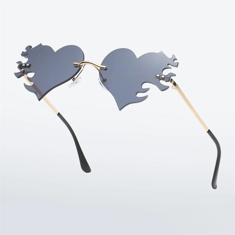 

New Heart Design Sunglasses Women Rimless Cosplay Eyewear Men Shades Female Oculos Eyeglasses Male Sun Glasses Gafas