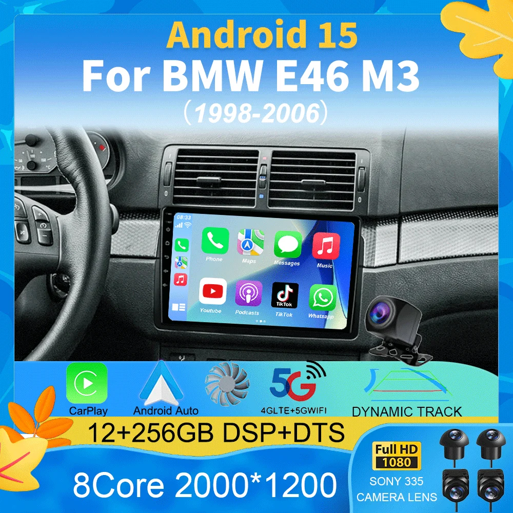 Autoradio Android 15 Pour BMW E46 (1999-2005) - Écran 9" In-Cell - Carplay/Android Auto Sans Fil - 4+128 Go - 4