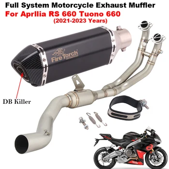 Motorcycle Exhaust Escape System Modified Front Link Pipe With Muffler Moto Slip On For Aprllia RS660 RS Tuono 660 2021 - 2023