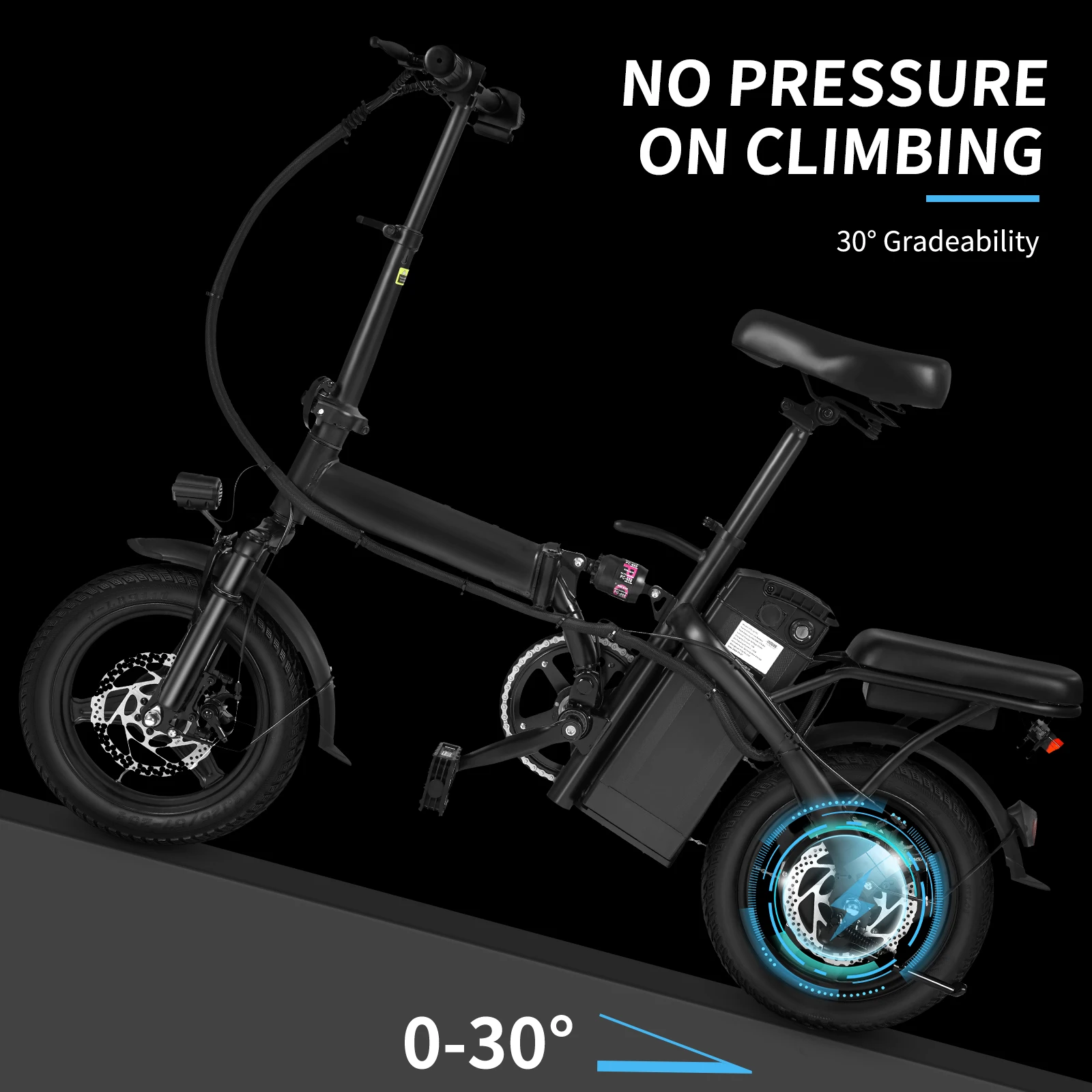 400W dual disc brake adult foldable electric bicycle with seat and basket 14 inches 48V 10.4Ah 22 mile range 20MPH 5