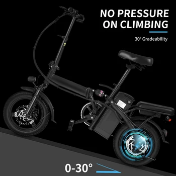 400W dual disc brake adult foldable electric bicycle with seat and basket 14 inches 48V 10.4Ah 22 mile range 20MPH 5
