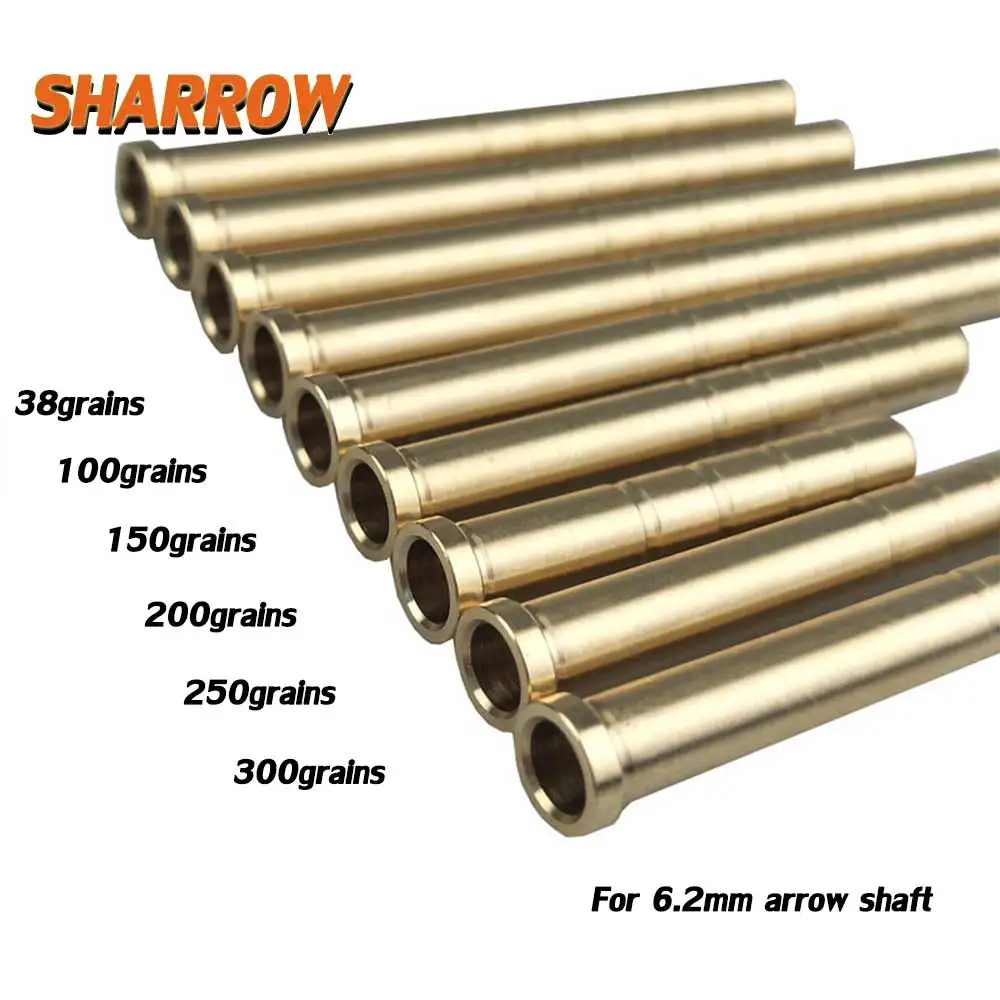 12 Pcs Archery Arrow Insert Copper 38/50/100/150/200/250/300 6.2mm
