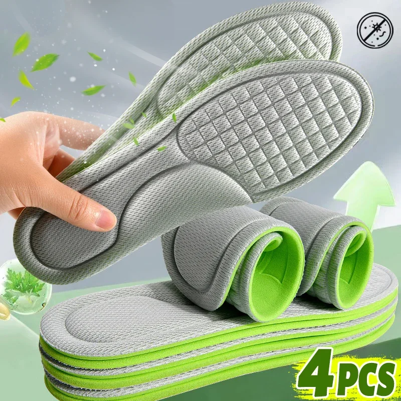 2/4pcs Unisex Nano Memory Foam Insoles Sweat-Absorbing Sports Running Shoes Inserts Soft Deodorant Orthopedic Pads_voghion.com