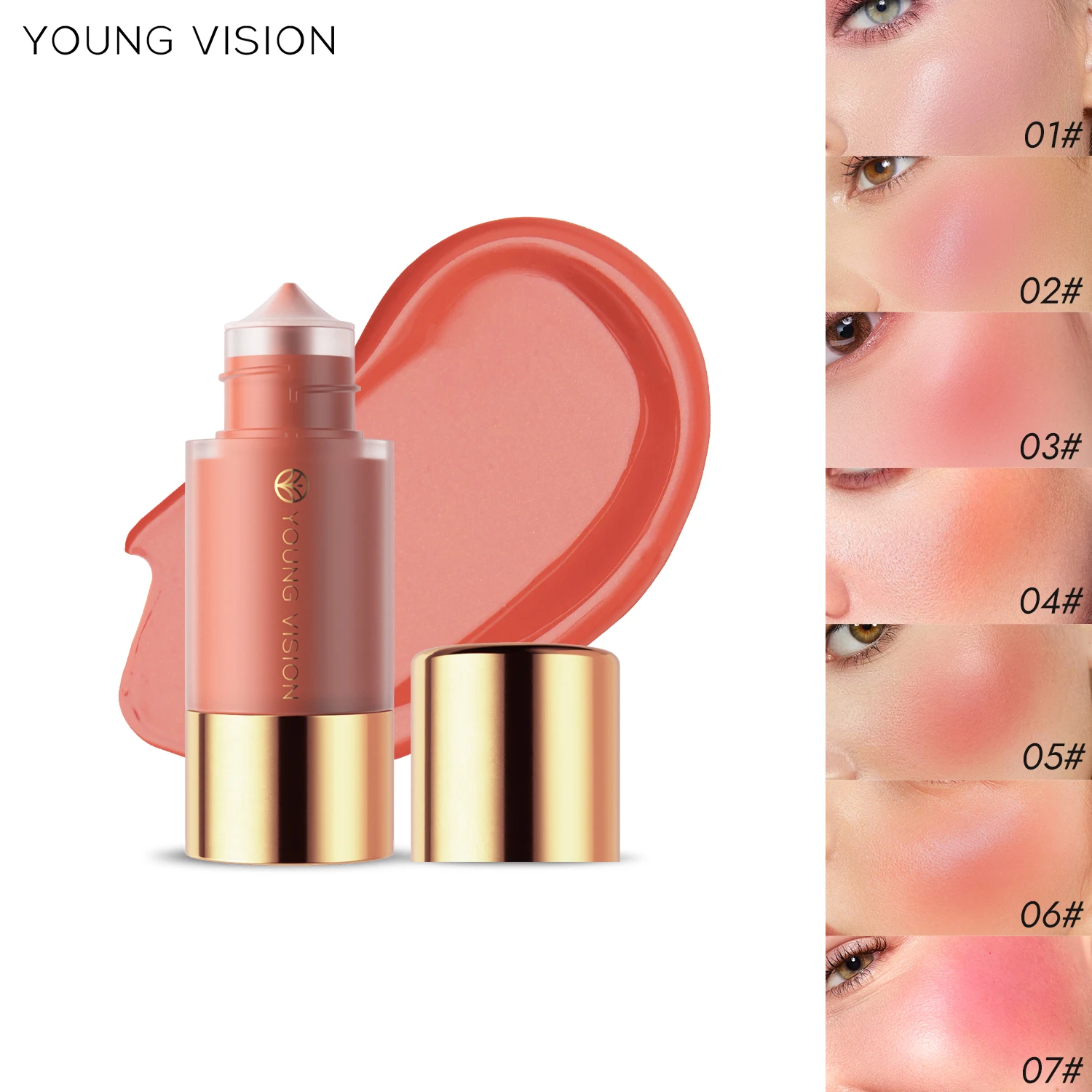 YOUNG VISION 8 colors long-lasting Bottom press moisturizing easy makeup blush pencil solid creamy Liquid blusher blush stick liquid blush blush cream cream blusher facial blusher
