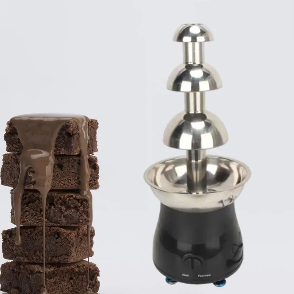 Stainless 4 Tiers Chocolate Fondue Fountain Maker Small for Wedding Plug-UK