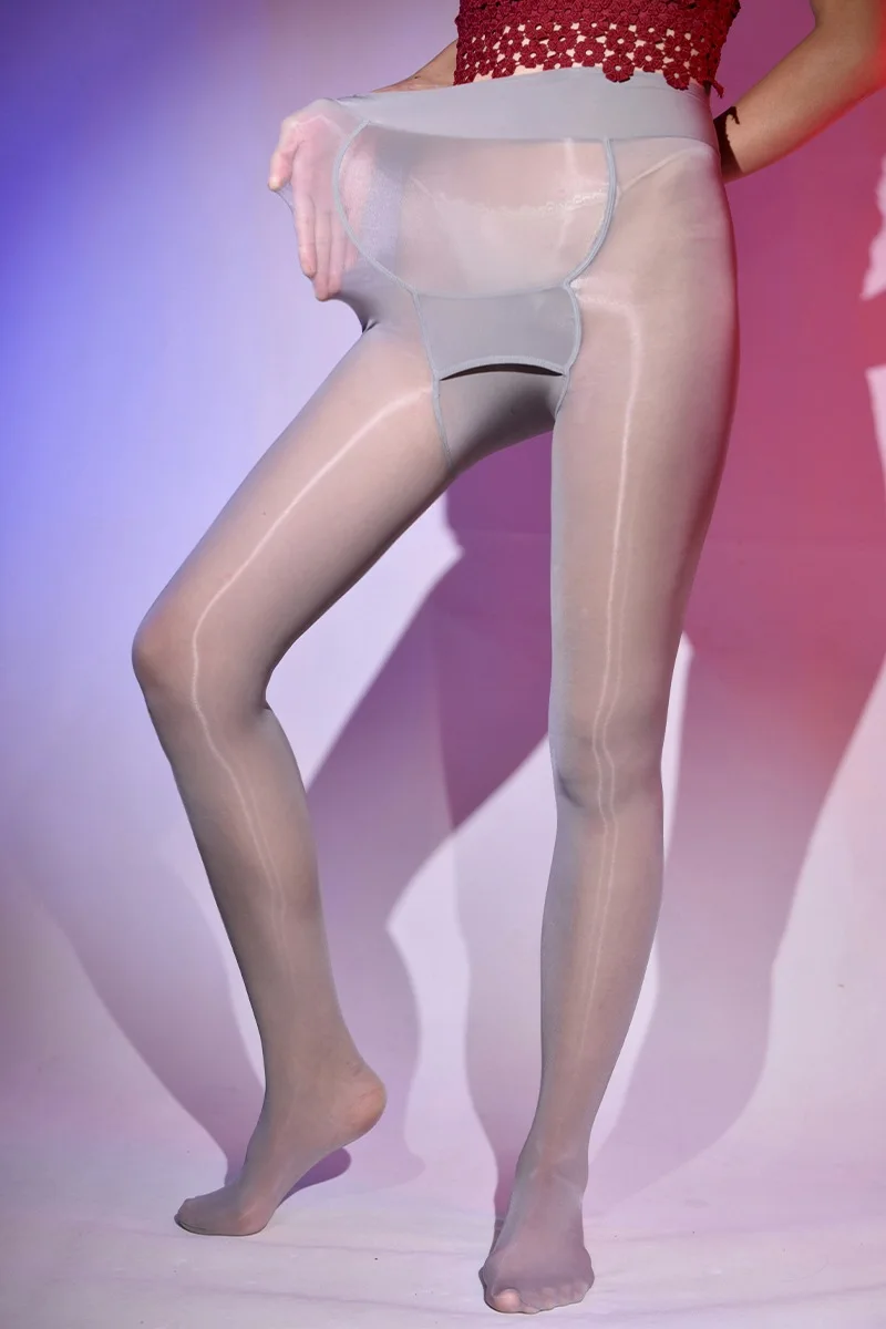 Gay Super Oil Shiny Pantyhose Sexy Men High Waist Glossy Stretch Tiights Slimming Male Sissy Erotic See Through Stockings