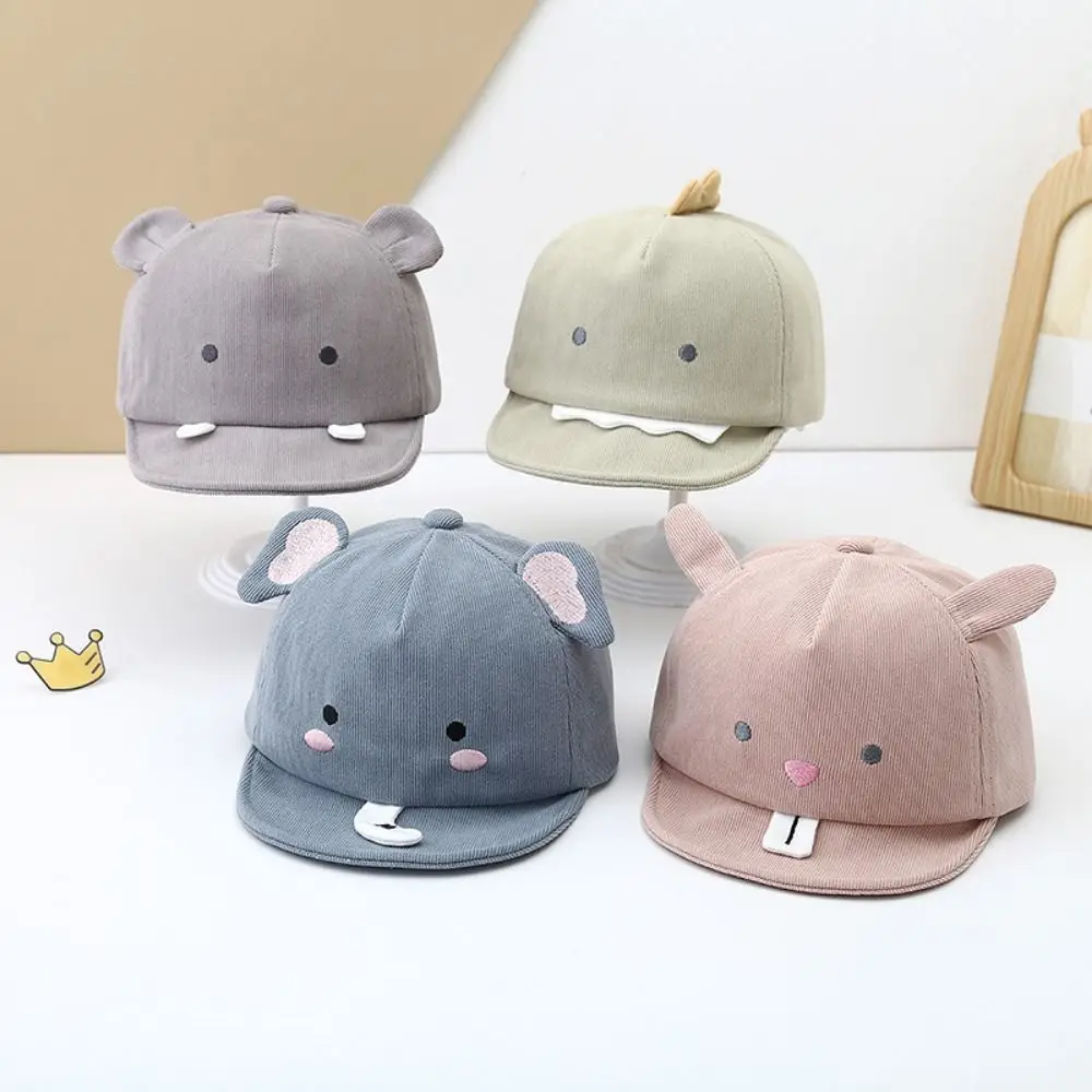 Sunshade Cute Animal Baby Baseball Hat Soft Brim Adjustable Cartoon Infant Peaked Cap Comfortable Solid Color Sun Hats Boys
