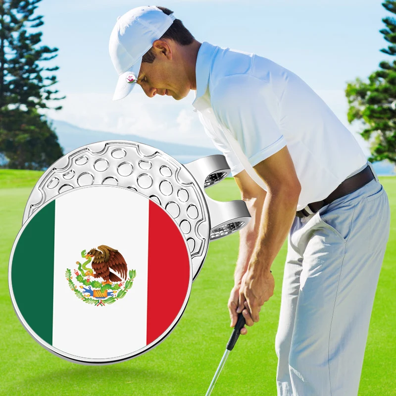 Golf ball mark Golf hat clip Golf Ball Magnetic Hat Clip Mexican Flag Color Metal Baseball Cap Clips Golf Supplies Ball Marker Clip Gifts for Husband Son