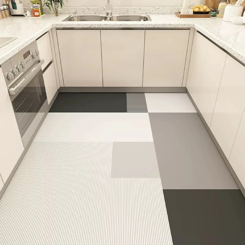 Kitchen Oil-proof and Non-slip Rug PVC Leather Carpets Dirt-resistant Door Mats Simple Balcony Rugs Bathroom Waterproof Carpet 4