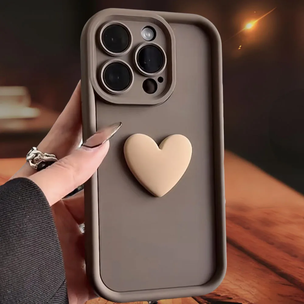 Cute Love Heart Matte Shockproof Phone Case with Enhanced Protection