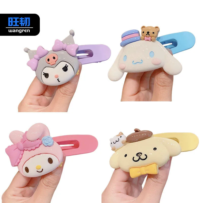 

Kawaii Sanrio My Melody Kuromi Cinnamoroll New Cute Cartoon Girl Hairpin Funny Bangs Clip Student Duckbill Clip Hair Accessories