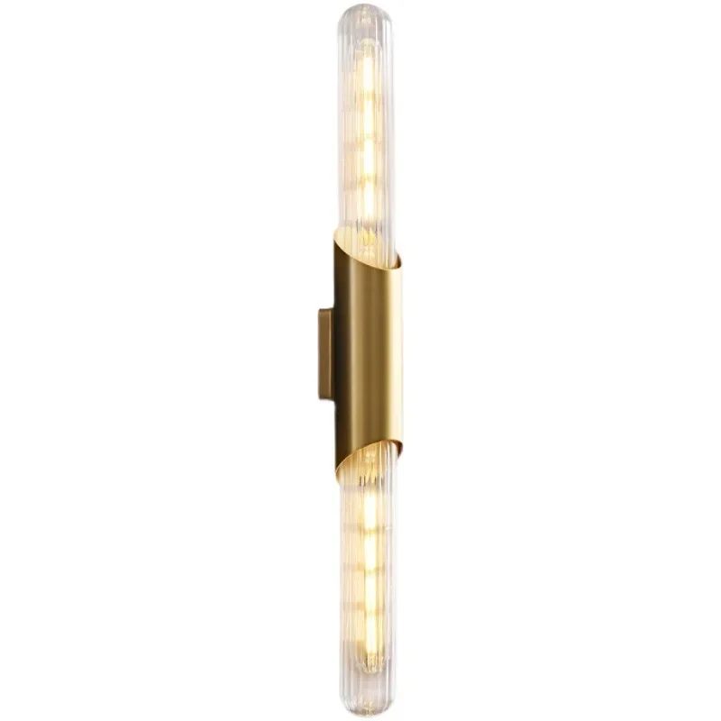 

Retro Light Luxury Bedside Wall Lamp Nordic Industrial Wind Living Room Background Wall Corridor Stairs Simple Glass Long Lamps