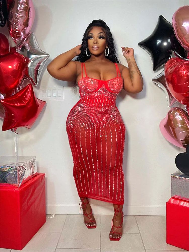 Wmstar Party Dresses for Women 2022 Sequins Sexy Slip High Waist Bodycon Elegant Maxi Dress Club Outfits Wholesale Dropshipping