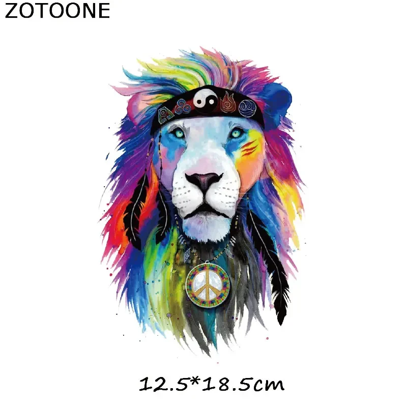 thumbnail image 1 of ZOTOONE - Transferencias para planchar en la ropa, parches de animales coloridos, parche de león de dibujos animados para niños, pegatinas térmicas para planchar, apliques DIY D, 1 of 5