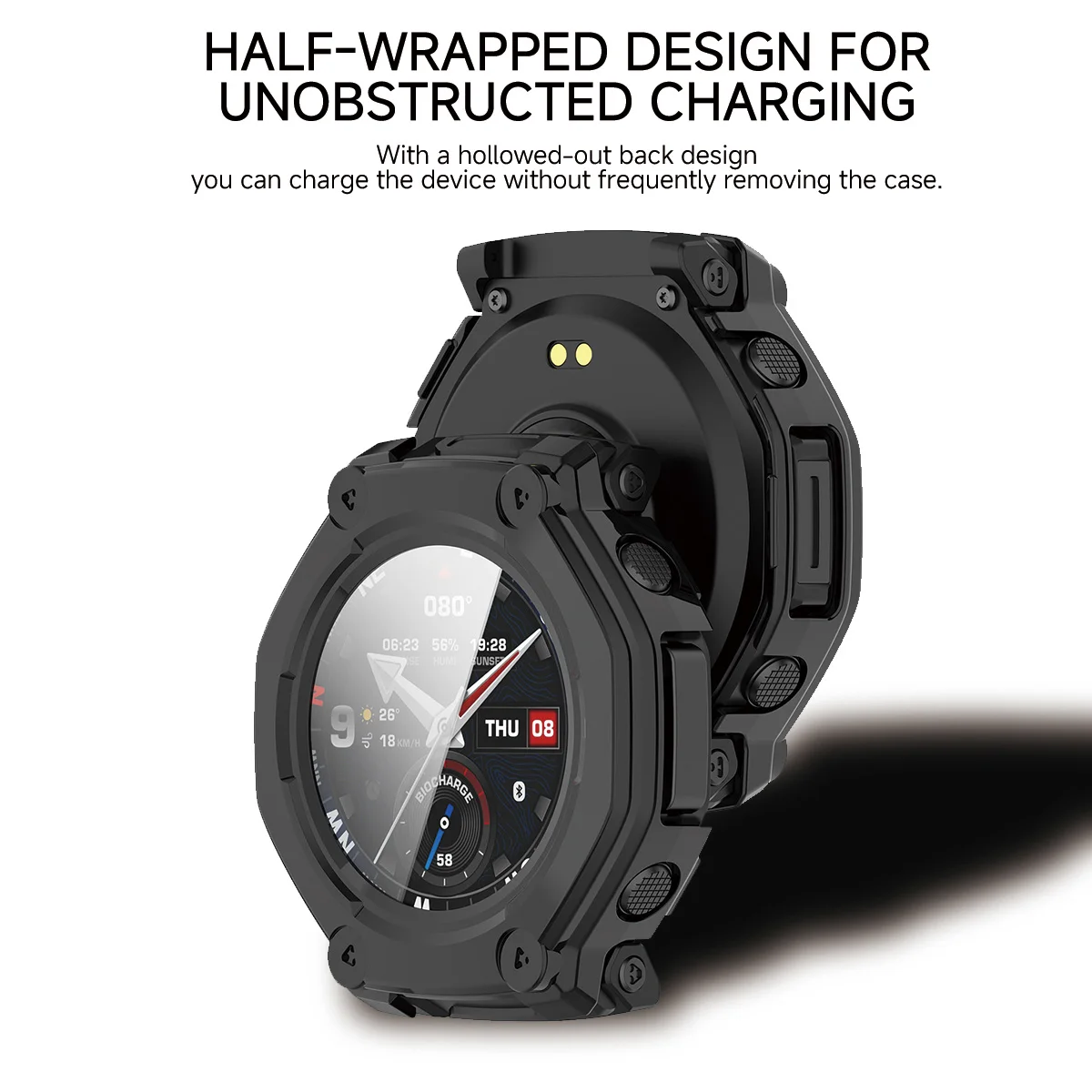 Enhanced Protective Glass and Silicone Case for Smartwatch – Anti-Scratch Screen Protector and Durable Cover