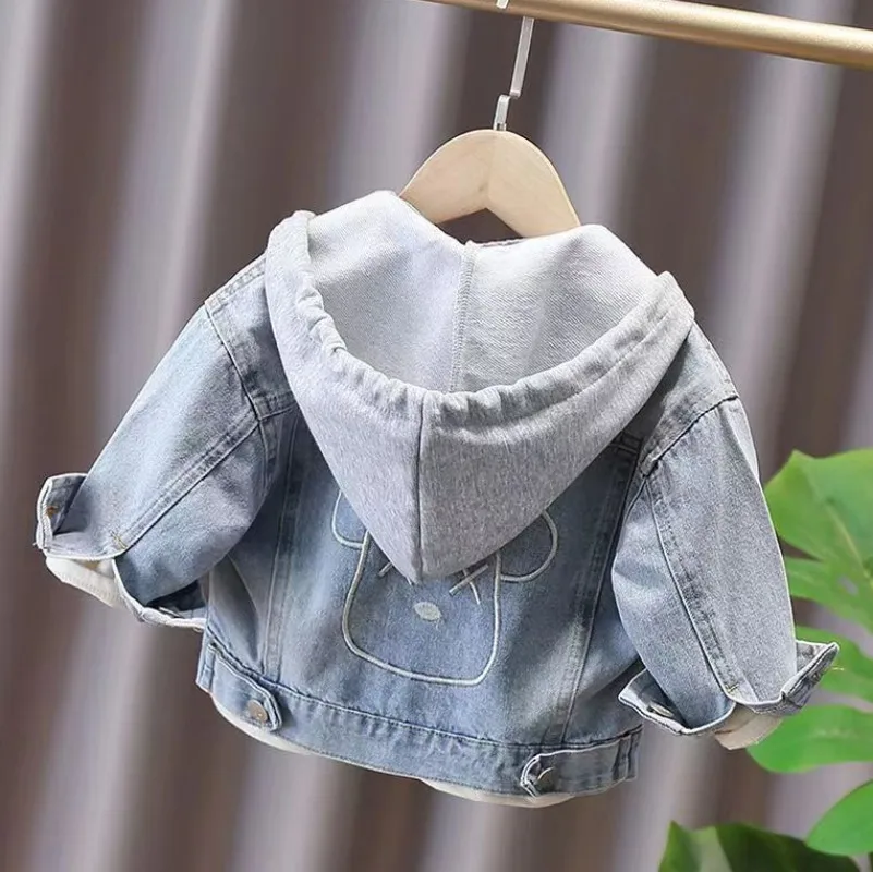 

Children's Denim Jacket Spring and Autumn Clothes 2024 Fashion Spring Casual Coat For Boy Girl Hooded Jacket Baby Jacket 2-7Y