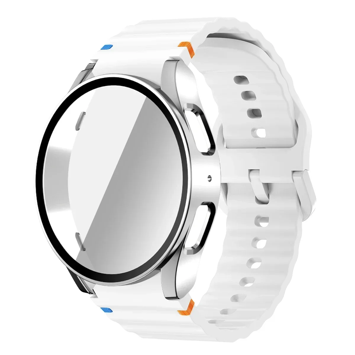 Silicone Band with Tempered Glass Screen Protector & PC Case Cover - Enhanced Watch Kit