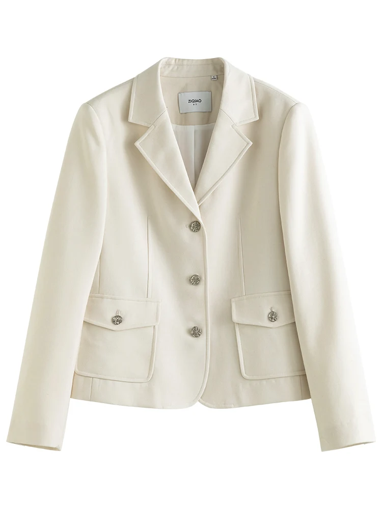 ZIQIAO French Temperament Suit Jacket for Women Commuter Style Spring New Classic Sense High-end Suit Female Blazer Office Lady