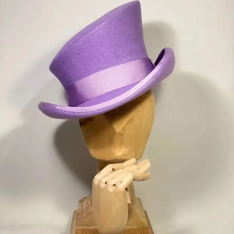 Chapeau Haut-de-forme Laine Asymétrique Steam Punk - Modèle Unisexe Blanc, Style Déco Ou Cosplay