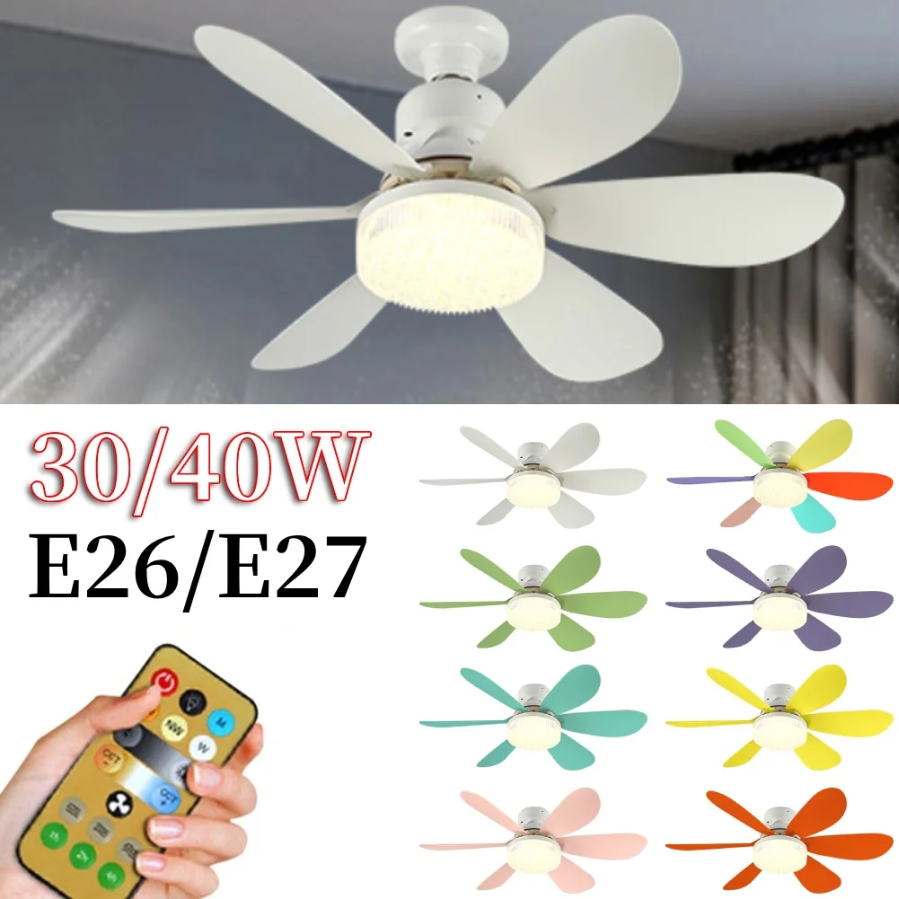 조명이 달린 현대 천장 선풍기, 쿨러 램프, 분리형 선풍기 리프, 원격 벽 스위치, AC85V-265V 샹들리에 선풍기, 2 in 1, 30 W, 40W 