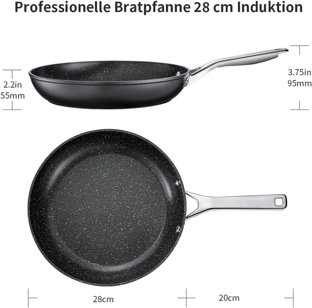 HITECLIFE Frying Pan with Lid 10 inch, Nonstick Saute Pans for All