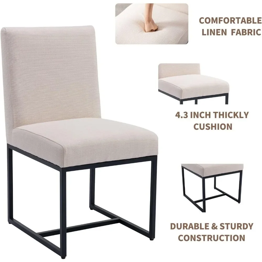 Century Modern Dining Chairs Set of 6, Linen Fabric Kitchen & Dining Room Chair, Upholstered Dining Chair Side Chair
