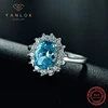 YANLOK Oval 925 Sterling Silver 5A Cubic Zirconia Multi-Color Flower shaped Engagement Ring for Women  Fine Jewelry Gift 5
