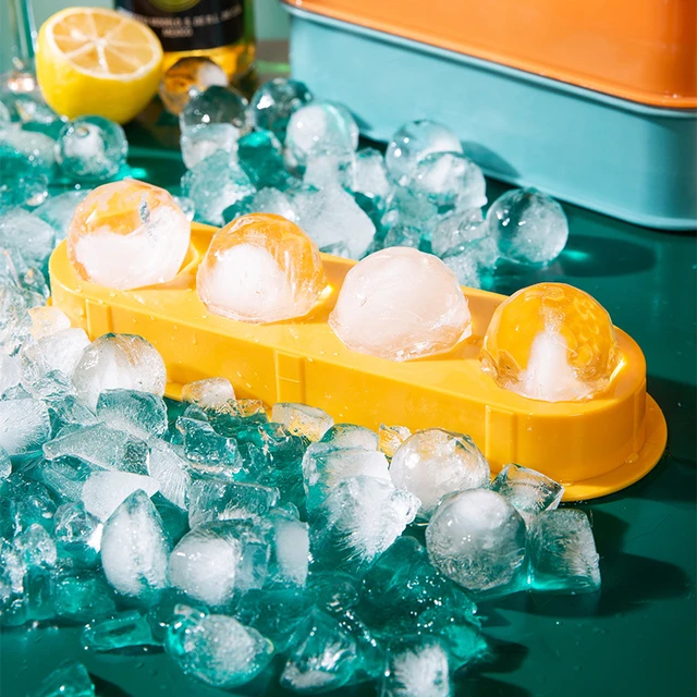 Large Sphere Ice Cube Tray Ice Mold for Cocktail and Scotch- Ice Ball Maker  - yellow