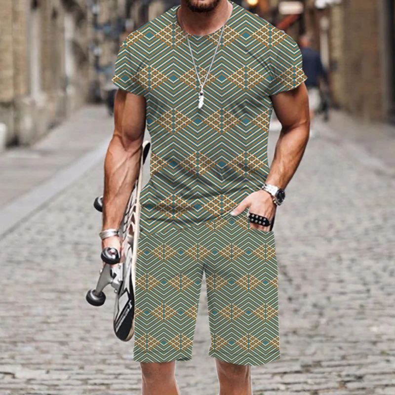 

Men's T-shirt Set Outfit 2022 New Hip-hop Short Sleeve Casual Sportswear Street Harajuku Beach Luxury Fashion Hot 3D Printed