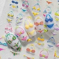 Summer Vibes Nail Art Stickers - Colorful Embossed Beach Design (1)